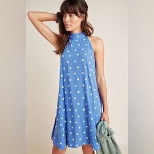 Anthropologie Cloth & Stone for Anthropologie Blue Polka Dot Hailey Swing Dress
